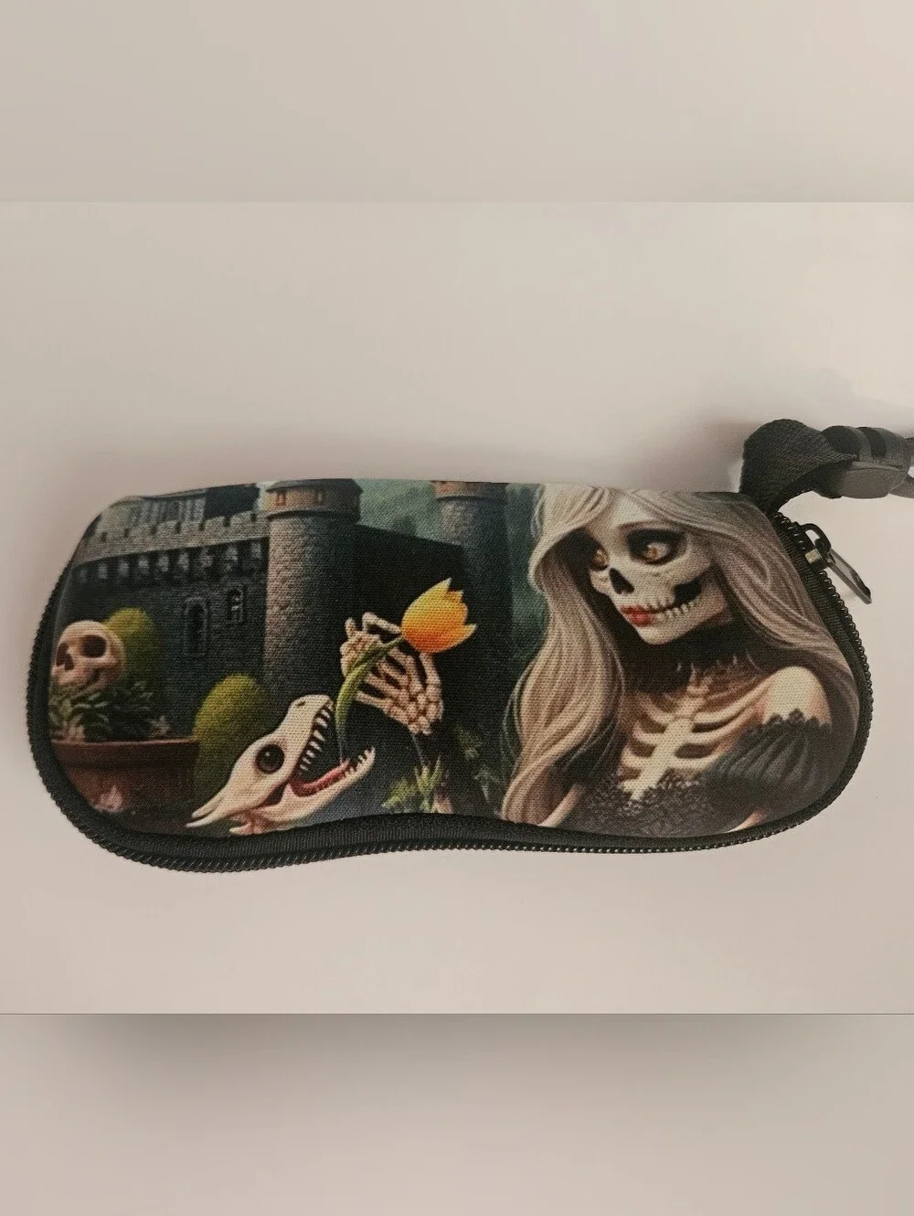 Women’s Gothic Skeleton Print Glasses Case